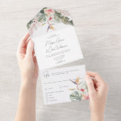 Tropische Botanische Bloemen Bestemming Bruiloft All In One Uitnodiging (Afscheurbaar)