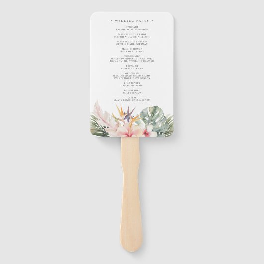 Tropische Botanische Bloemen Elegant Bruiloft Prog Handwaaier (Achterkant)