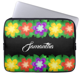 Tropische botanische bloemen laptop sleeve