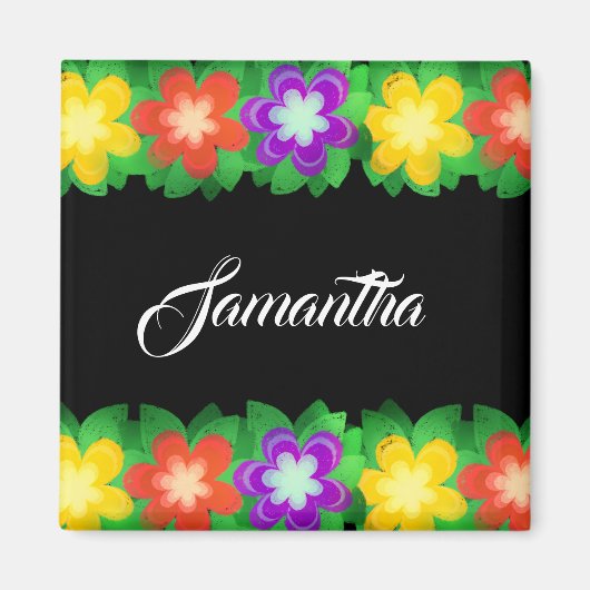 Tropische botanische bloemen magneet (Voorkant)