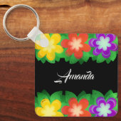 Tropische botanische bloemen sleutelhanger (Voorkant)