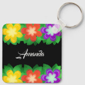 Tropische botanische bloemen sleutelhanger (Achterkant)