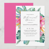 Tropische Botanische bruiloft repetitie diner Kaart (Voorkant / Achterkant)