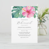Tropische Botanische bruiloft repetitie diner Kaart (Staand voorkant)