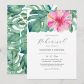 Tropische Botanische bruiloft repetitie diner Kaart (Voorkant / Achterkant)