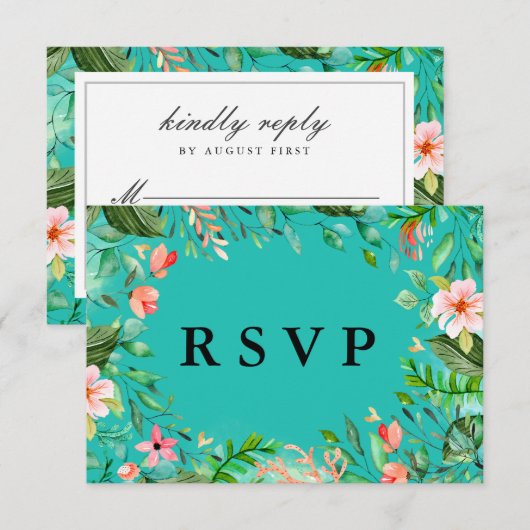 Tropische Botanische Bruiloft RSVP Kaart Maaltijdo (Voorkant / Achterkant)