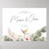 Tropische botanische bruiloft Welkomstbord Poster (Voorkant)