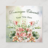 Tropische botanische chique stijlvolle bloemen vierkante visitekaartje (Achterkant)