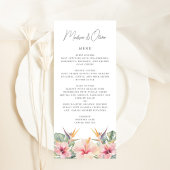 Tropische Botanische Elegante Bruiloft Menu Kaart