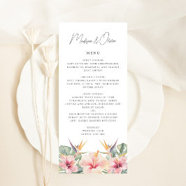 Tropische Botanische Elegante Bruiloft Menu Kaart