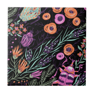 Tropische Botanische en Bugs Kleurrijke Abstracte Tegeltje