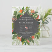 Tropische botanische Flamingo Chalkboard Weddensch Kaart (Staand voorkant)