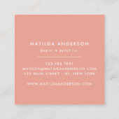 Tropische botanische floraalroze moderne naaldblad vierkante visitekaartje (Achterkant)