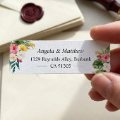 Tropische botanische Floral Summer die wordt besch Etiket