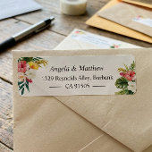 Tropische botanische Floral Summer die wordt besch Etiket