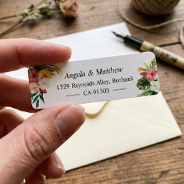 Tropische botanische Floral Summer die wordt besch Etiket