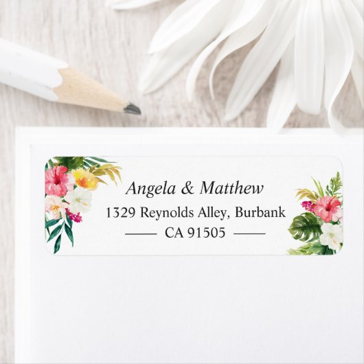 Tropische botanische Floral Summer die wordt besch Etiket (Insitu)