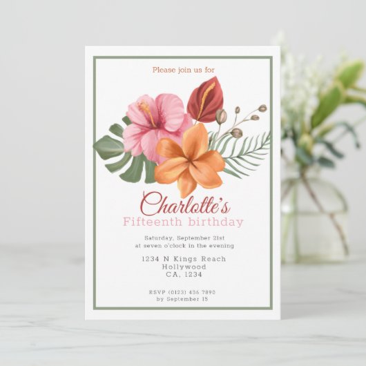 Tropische botanische gepersonaliseerde partij kaart (Staand voorkant)