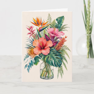 Tropische botanische groet Hibiscus bloemkaart bla Kaart