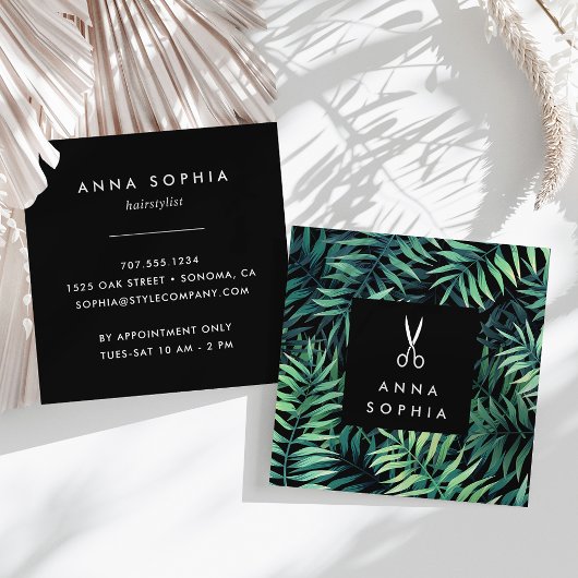 Tropische botanische Haarstylist Vierkante Visitekaartje