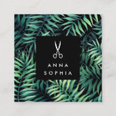 Tropische botanische Haarstylist Vierkante Visitekaartje (Voorkant)
