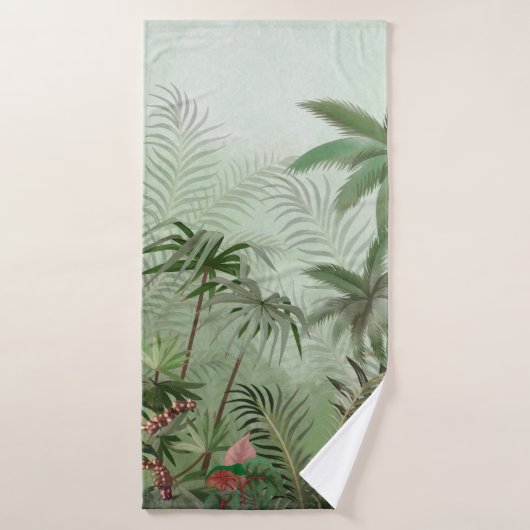 Tropische  botanische landschapsillustratie; badhanddoek (Badhanddoek)