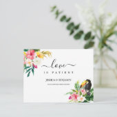 Tropische botanische liefde is patiënt uitgesteld briefkaart (Staand voorkant)