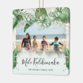 Tropische Botanische Mele Kalikimaka kerstfoto Keramisch Ornament (Links)