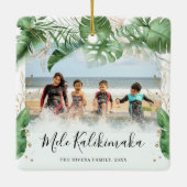 Tropische Botanische Mele Kalikimaka kerstfoto Keramisch Ornament (Achterkant)