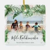 Tropische Botanische Mele Kalikimaka kerstfoto Keramisch Ornament (Voorkant)