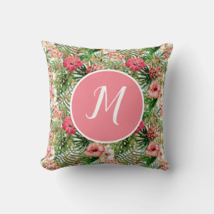 Tropische botanische monogramworp kussen
