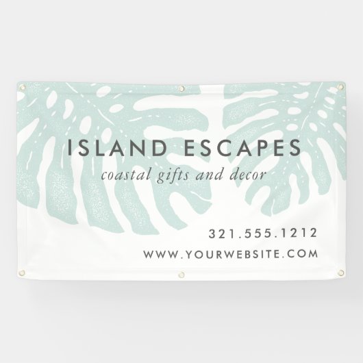 Tropische Botanische Monstera Leaf Business Spandoek (Horizontaal)