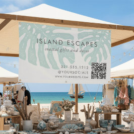 Tropische Botanische Monstera Leaf QR Code Busines Spandoek