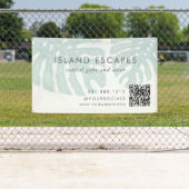 Tropische Botanische Monstera Leaf QR Code Busines Spandoek (Insitu)