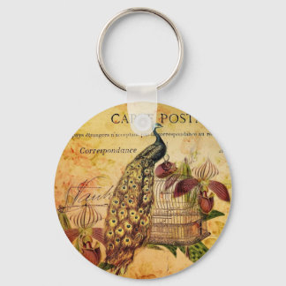 tropische botanische orchidee moderne  pauw sleutelhanger