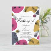 Tropische botanische organische vormen roze bruilo kaart (Staand voorkant)