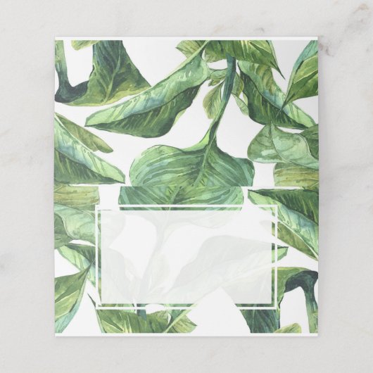 Tropische botanische palmbladeren trouwkaart plaatskaartje (Buitenkant ongevouwen)