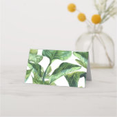 Tropische botanische palmbladeren trouwkaart plaatskaartje (Achterkant)