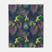 Tropische Botanische Planten Bloemen Monogram Cust Fleece Deken (Voorkant)