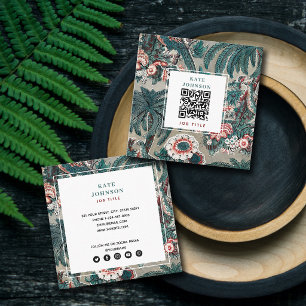 Tropische botanische QR-code Sociale media-pictogr Vierkante Visitekaartje