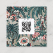 Tropische botanische QR-code Sociale media Vierkante Visitekaartje (Voorkant)