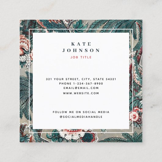 Tropische botanische QR-code Sociale media Vierkante Visitekaartje (Achterkant)