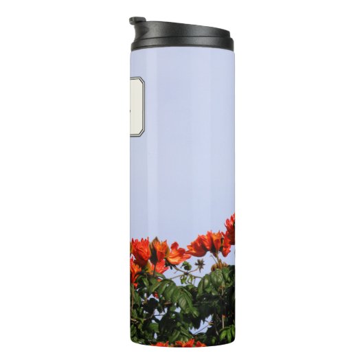 Tropische botanische rode bloemen Foto van elke na Thermosbeker (Geroteerd rechts)