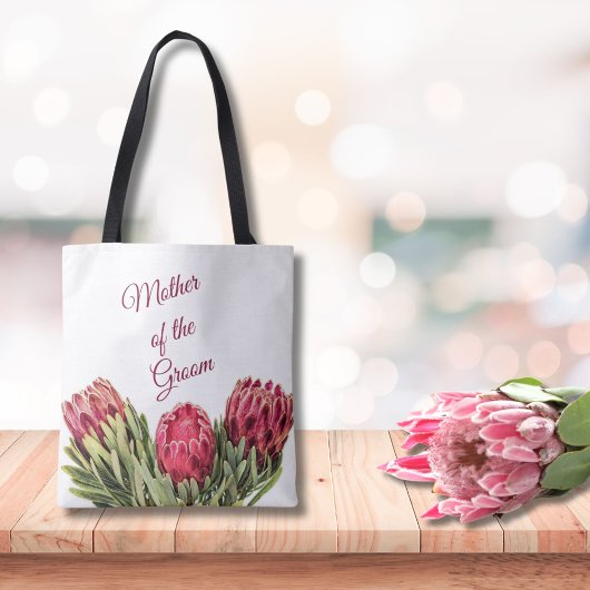 Tropische Botanische Roze Protea Bloemen Groen Laa Tote Bag