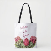 Tropische Botanische Roze Protea Bloemen Groen Laa Tote Bag (Voorkant)