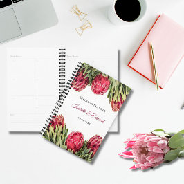 Tropische Botanische Roze Protea Bloemige Bruiloft Planner