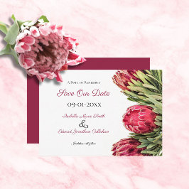 Tropische Botanische Roze Protea Bloemige Bruiloft Save The Date
