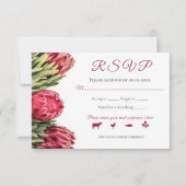 Tropische botanische roze proteas Bouquet Wedding  RSVP Kaartje (Voorkant)
