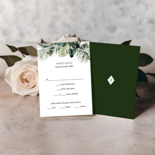 Tropische Botanische RSVP-kaart – Destination Wedd RSVP Kaartje