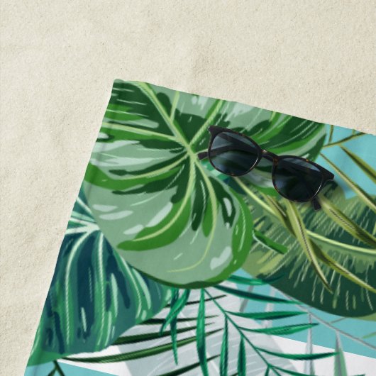 Tropische botanische streep gepersonaliseerd strandlaken (In situ)